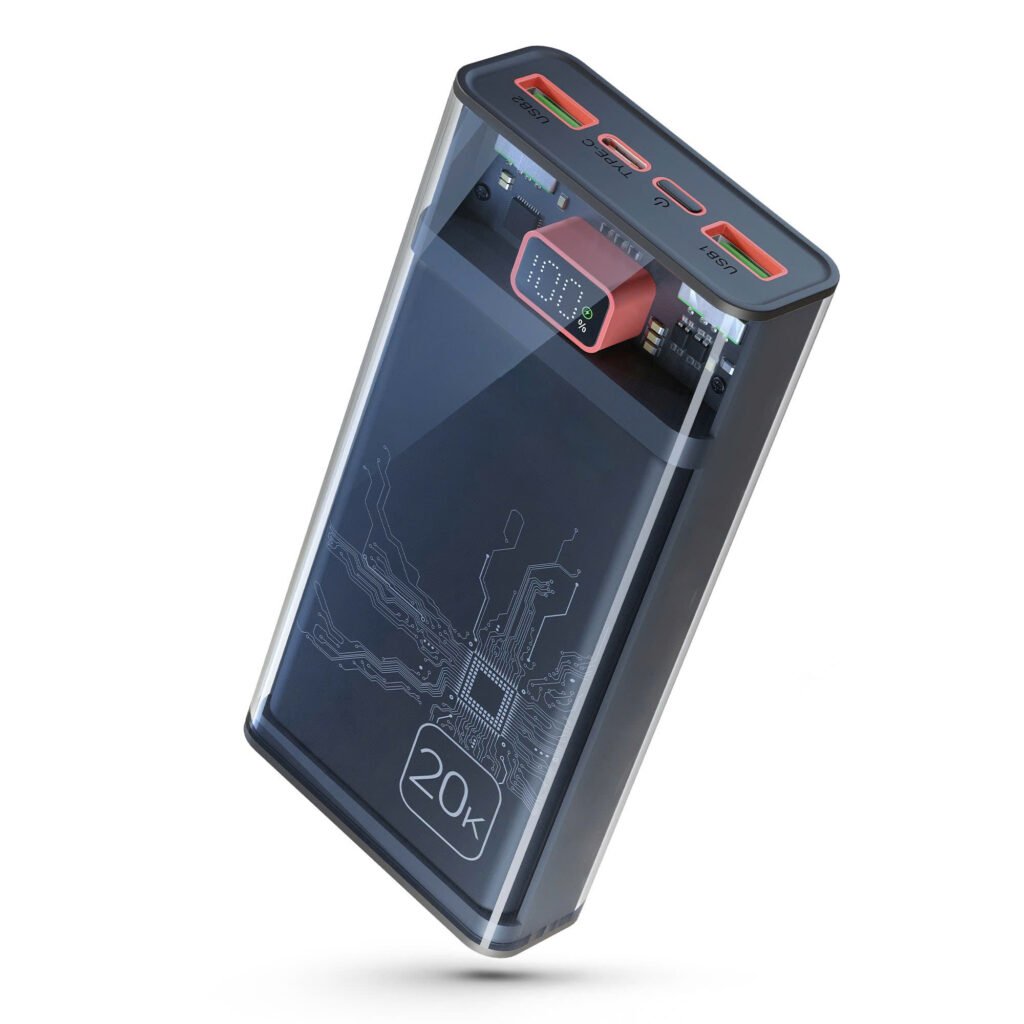 20,000mAh Transparent Fast Charge Power Bank with 20W USB-C PD