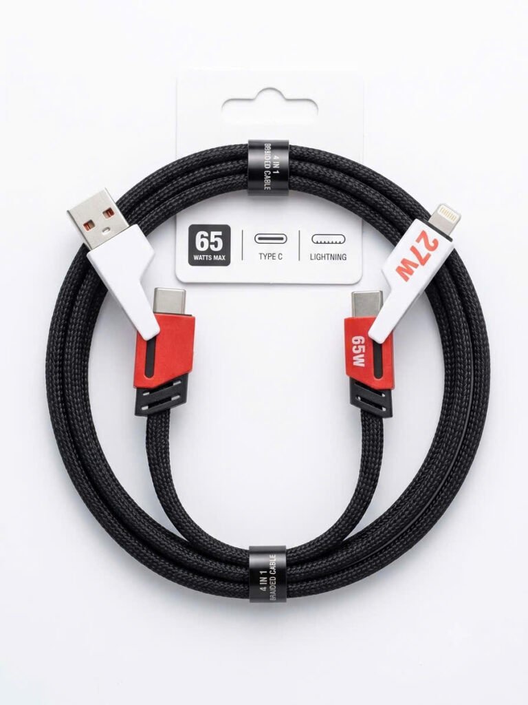 Durable 4-in-1 65W Fast Charging Cable 3ft